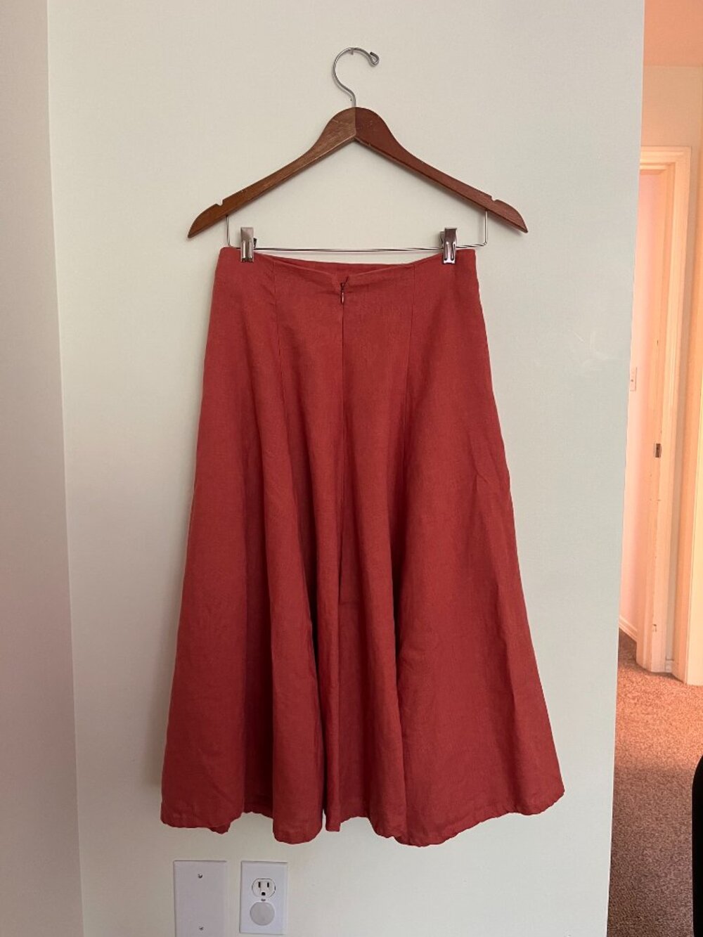 ELIZA FAULKNER | Terracotta Linen Berkley Skirt - Picture 3 of 4